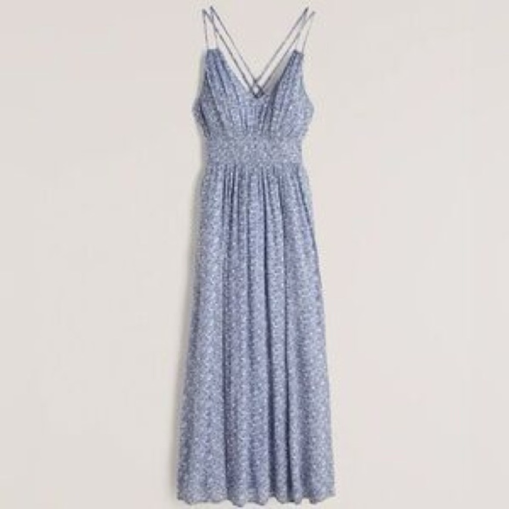Abercrombie & Fitch Blue Pleated Maxi Dress for Weddings